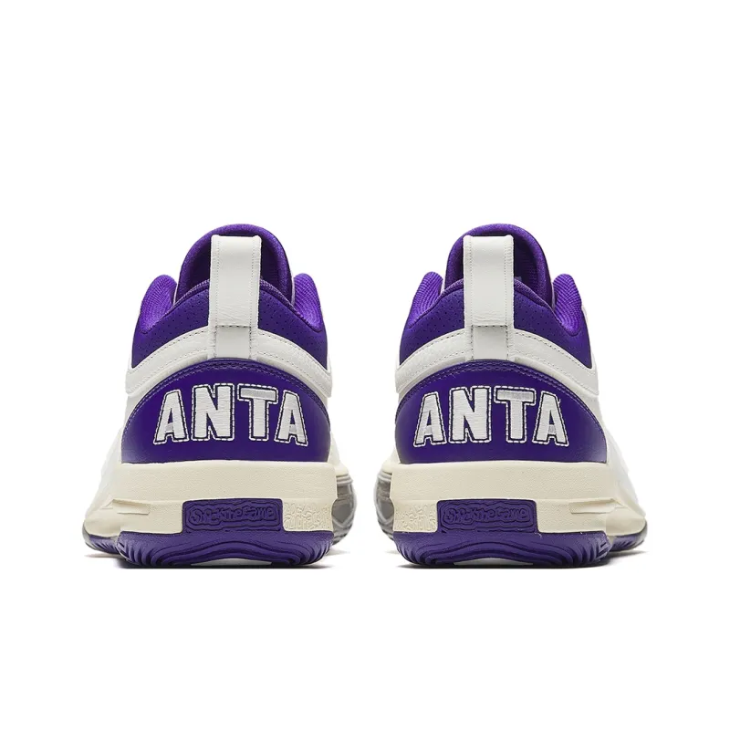 Anta Fengmang 1 Cushioning Anti Slip And Wear Resistant Low Top Nitrogen Technology Basketball Shoes Men's White Purple-4