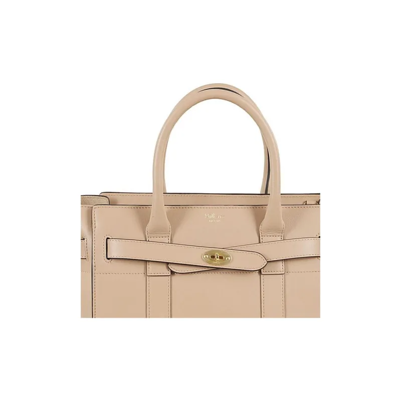 Mulberry Bayswater Calfskin Tote Bag Shopping Bag Shoulder Bag Handbag Small Size Women's Beige-4