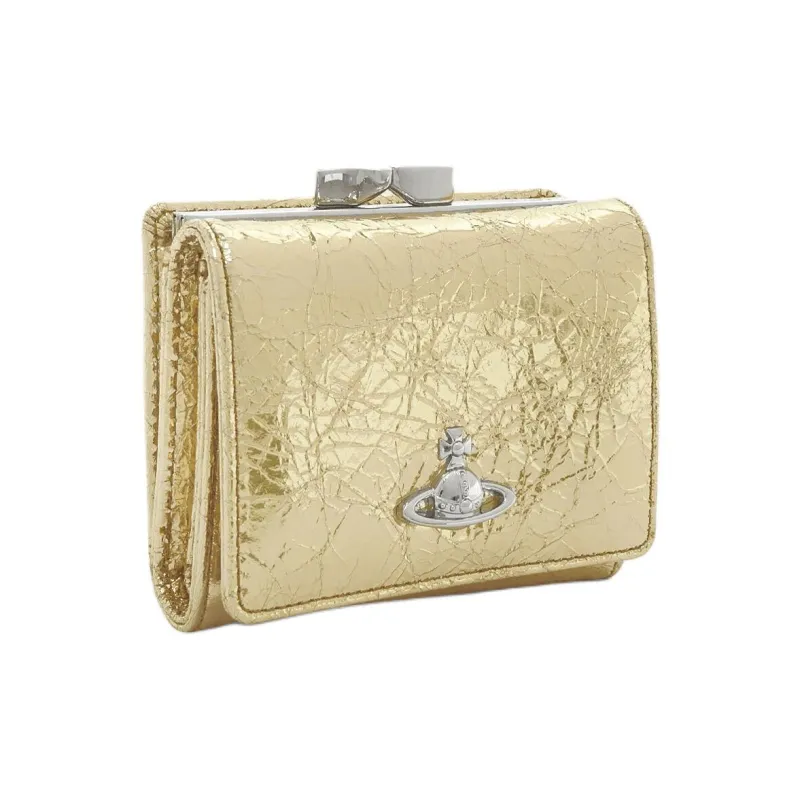 Vivienne Westwood Leather Wallet Trumpets Women's Gold-1