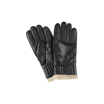 BARBOUR Leather Gloves Unisex Black