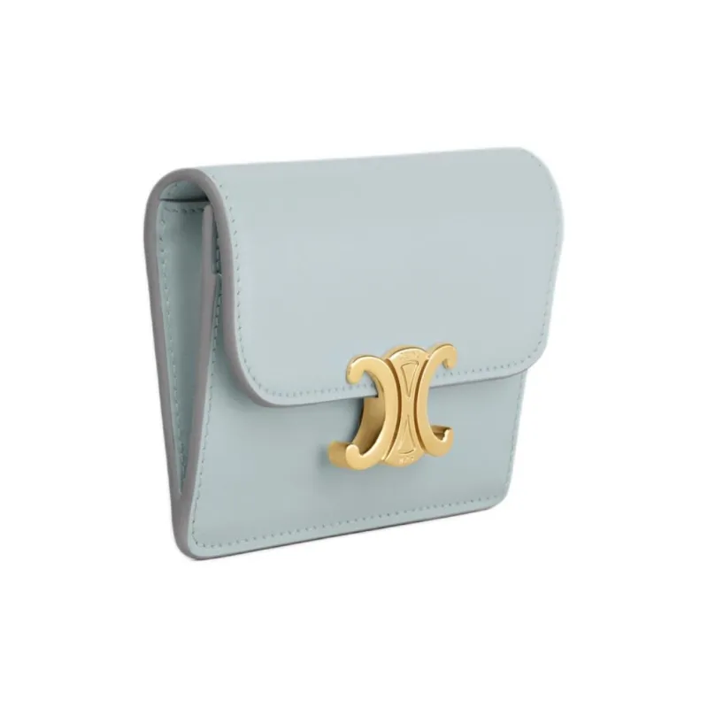 CELINE Triomphe Calfskin Card Holder Women's Ice Blue-1