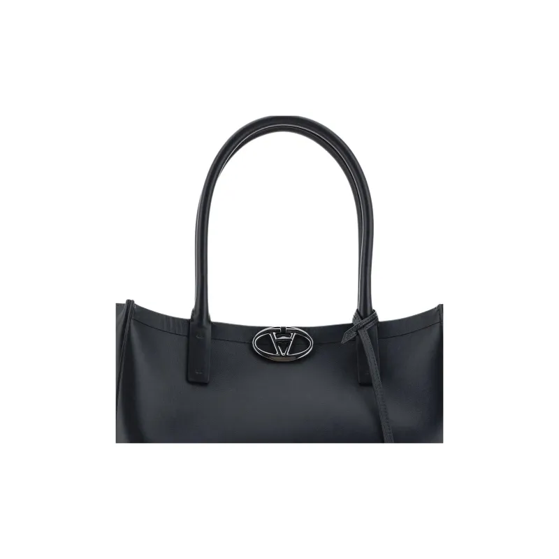 Valentino GARAVANI Calfskin Tote Bag Shopping Bag Handbag Men's Black-4