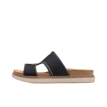 Clarks Rubber Sole Abrasion Resistant Slide Slippers Women's Black