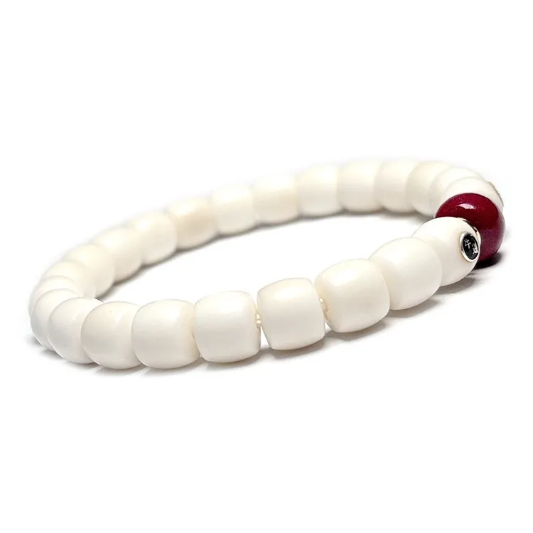 MOUNTAINS AND MANS White Jade Bodhi New Chinese Style Good Luck Beaded Bracelet Unisex-1
