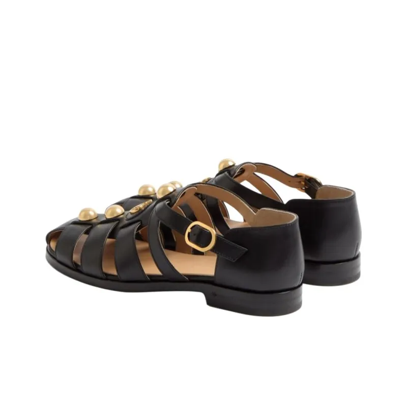Valentino VLogo Roman Sandals Women's Black-4
