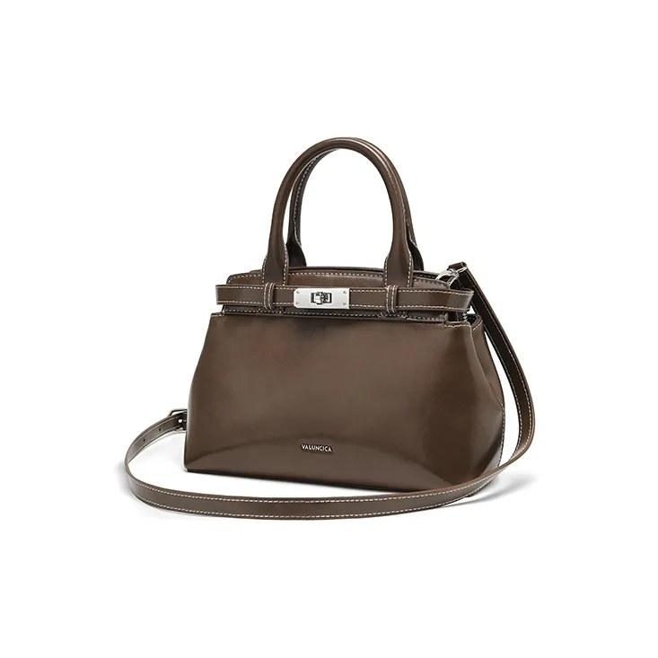 VALUNCICA EUROPHAM Synthetic Leather Kelly Bag Shoulder Bag Crossbody Bag Handbag Women's Brownie Brown-3