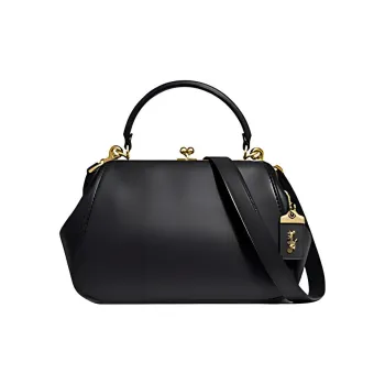 COACH Frame Leather Handbag Shoulder Bag Crossbody Bag Large Size Women's Black