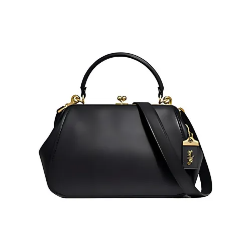COACH Frame Leather Handbag Shoulder Bag Crossbody Bag Large Size Women's Black