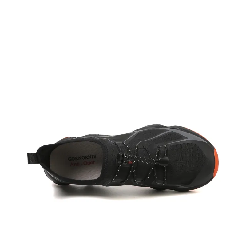 GORNORNIE Wear resistant, Lightweight, Breathable, And Non slip. Low Top Outdoor Shoes Men's Black Orange-2
