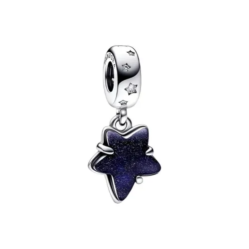 Pandora 925 Sterling Silver Glass Synthetic Cubic Zirconia Charms / Pendants Unisex Silver