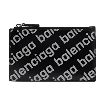 Balenciaga Cash Calfskin Long Card Clip Wallet Men's Black