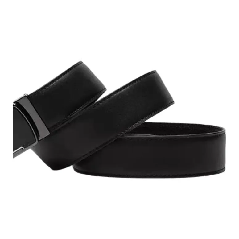 SAINT ANGELO Split Cow Leather Belts Men's Black Width 3.5CM-2