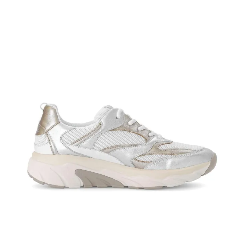 Gabor Rollingsoft Low Top Casual Shoes Women's White Silver-1