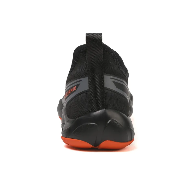 GORNORNIE Wear resistant, Lightweight, Breathable, And Non slip. Low Top Outdoor Shoes Men's Black Orange-3