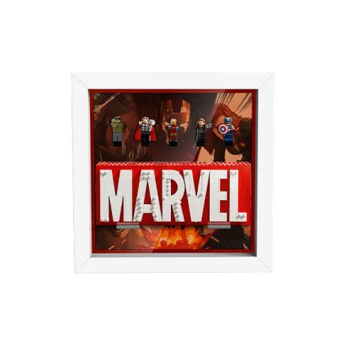 LIGHT YOUR BRICKS Compatibility LEGO 76313 Marvel Logo And Minifigure Wall Frame Model Accessories