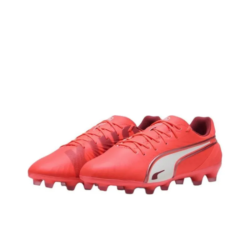PUMA KING MATCH Anti Slip Wear Resistant Soccer Shoes Unisex Red-2