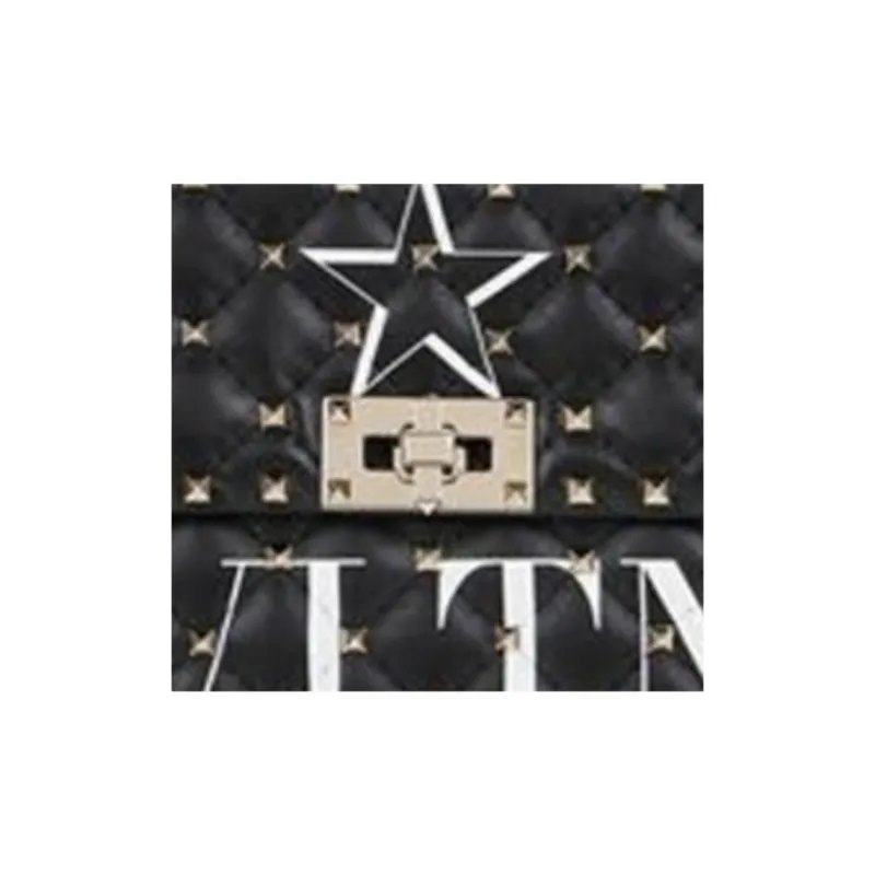 Valentino Leather Shoulder Bag Crossbody Bag Handbag Women's Black-4
