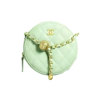 CHANEL Sheepskin Small Round Cake, Chain Bag, Crossbody Bag, Shoulder Bag Women's Mint Green