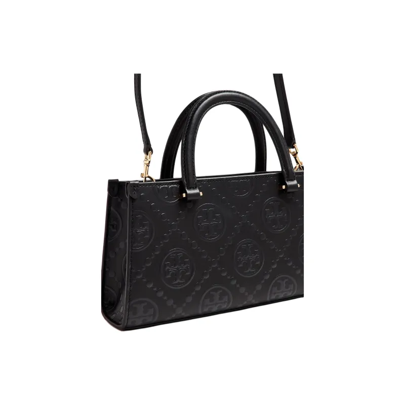 TORY BURCH T Monogram Leather Shoulder Bag Crossbody Bag Handbag Small Size Women's Black-2