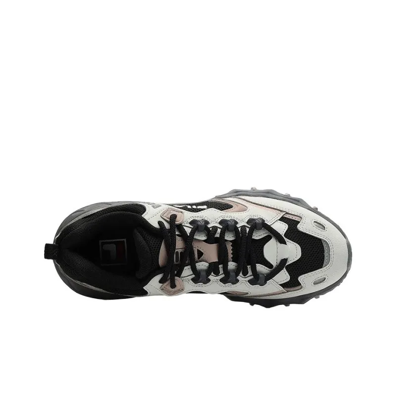 FILA Anti Slip And Wear Resistant Lightweight Height Increasing Low Top Chunky Sneakers Women's Black Gray Color-2
