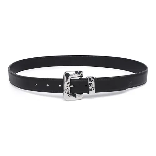 FORTEI Top Grain Cow Leather Belts Unisex Black 3.0cm Gift Box Set