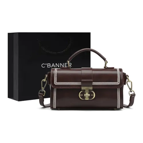C°BANNER Cow Leather One Shoulder Crossbody Small Square Handbag Regular Women's Burgundy
