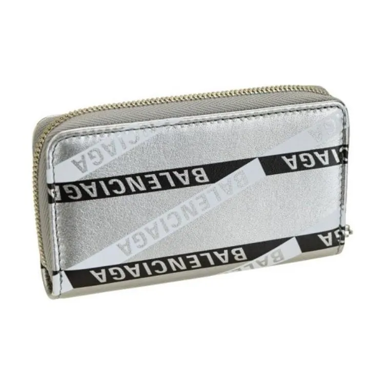 Balenciaga Leather Wallet Unisex Silver-3