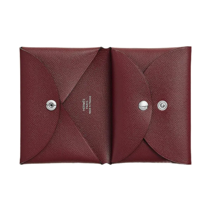 HERMES Calvi Madame Calfskin Card Holder Women's 55 Rouge Hermes Red-1