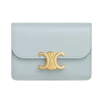CELINE Triomphe Calfskin Card Holder Women's Ice Blue