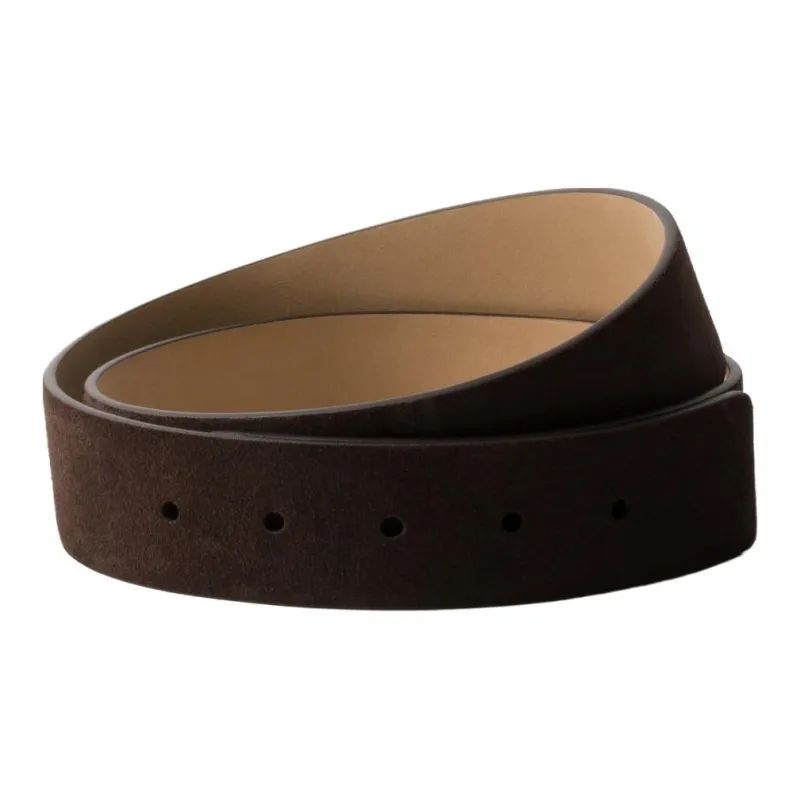 PRADA Calfskin Leather Belts Men's Dark Brown Width 3.5CM-0