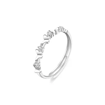 Lao Feng Xiang S999 Silver Sterling Silver Single Ring For Girls Women's