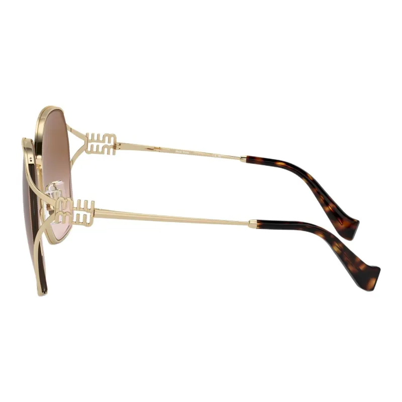 MIU MIU Alloy Irregular Shape Sunglasses Women's Gold-2
