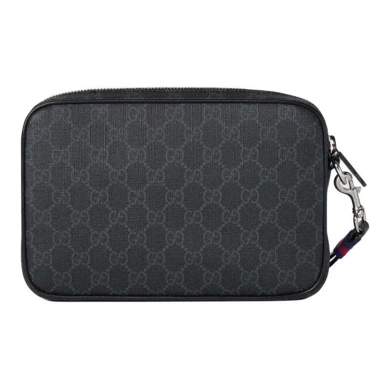 GUCCI GG Supreme Canvas Clutch Men's Black-3