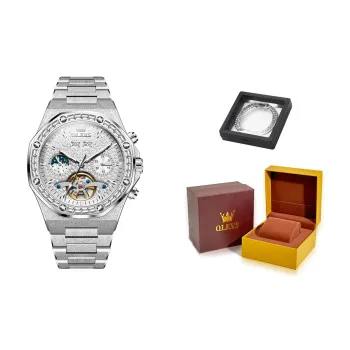 OLEVS Play The Cool Series Mechanical Movement Stainless Steel Watchband Watch Men's Watches Silver Dial