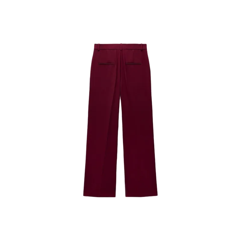 ZARA ZW Series Casual Pants Women's Dark Red-1