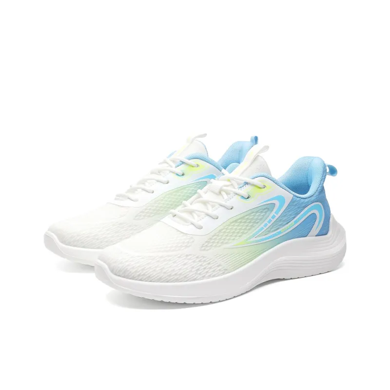 Warrior Lightweight Rebound Low Top Casual Training Long Distance Running Running Shoes Men's White Green Blue-3