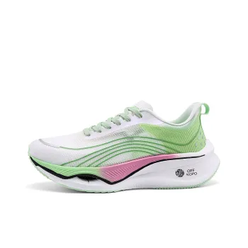 Qing Pao Cushioned Slip Resistant Abrasion Resistant Low Top Popcorn Casual Running Shoes Men's Pink Green Mismatched