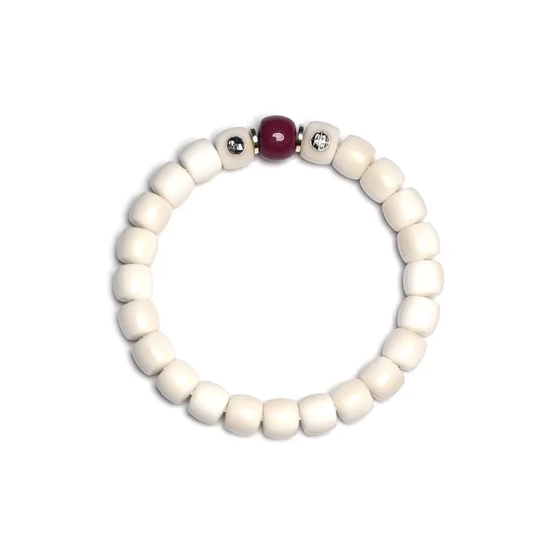 MOUNTAINS AND MANS White Jade Bodhi New Chinese Style Good Luck Beaded Bracelet Unisex-3