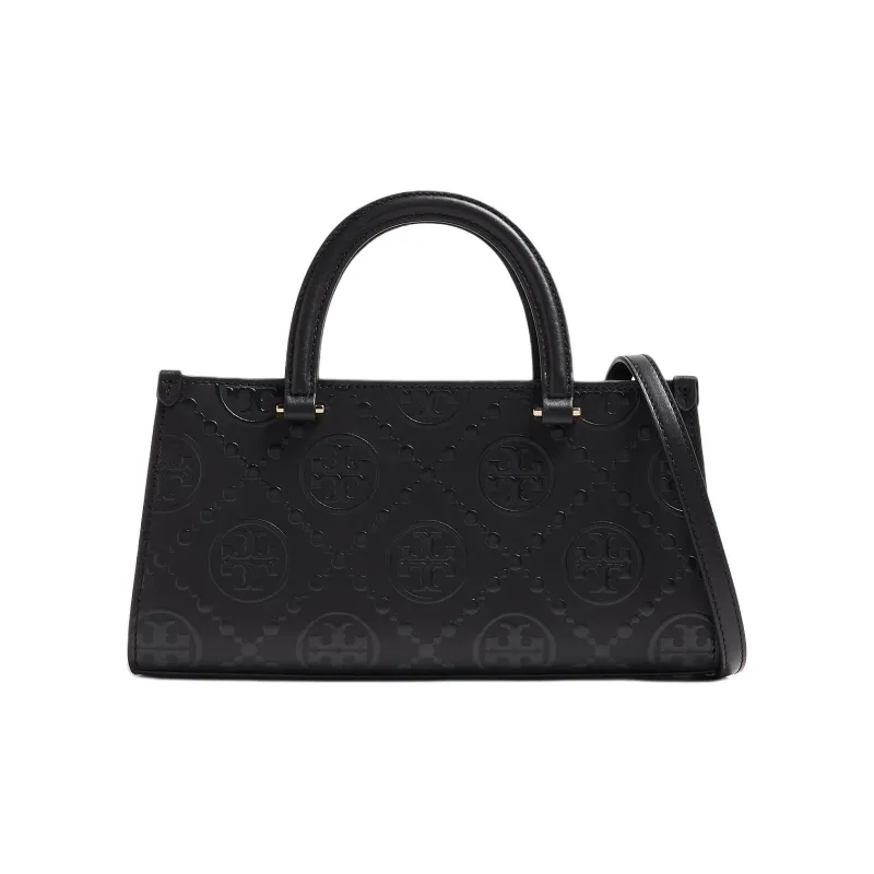 TORY BURCH T Monogram Leather Shoulder Bag Crossbody Bag Handbag Small Size Women's Black-0