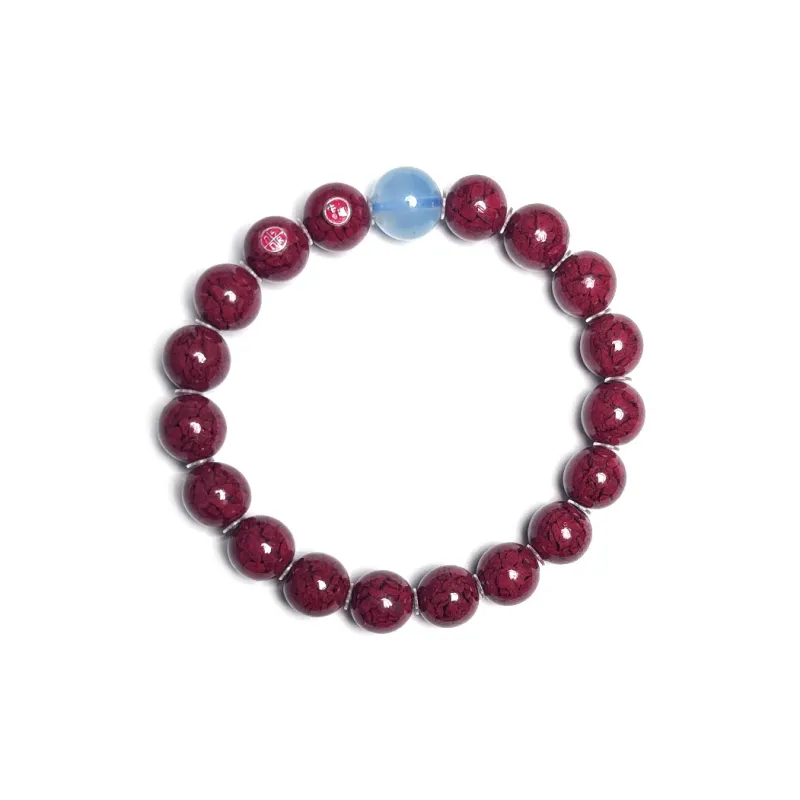 MOUNTAINS AND MANS Cinnabar New Chinese Style Good Luck Beaded Bracelet Unisex-1