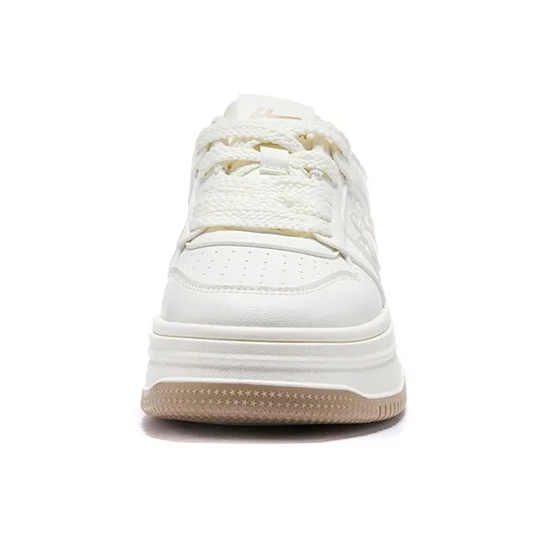 Warrior Small White Shoes Wear-Resistant Slip-Resistant Low-Top Skateboard Shoes Women's Beige-2