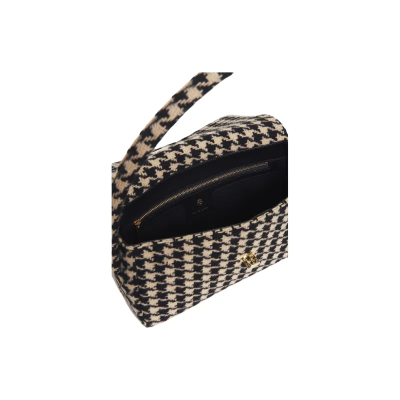 Anine Bing Nico Houndstooth Logo-Engraved Shoulder Bag-3