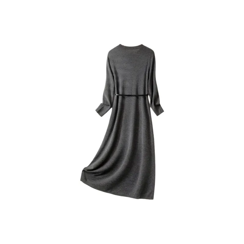 IHIMI Long Sleeved Dresses Women's Dark Heather Gray-2