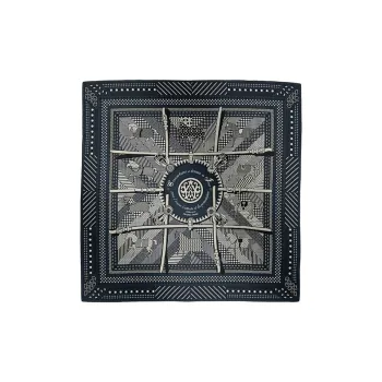 HERMES Cashmere, Mulberry Silk Knit Scarves Men's Marine Blue