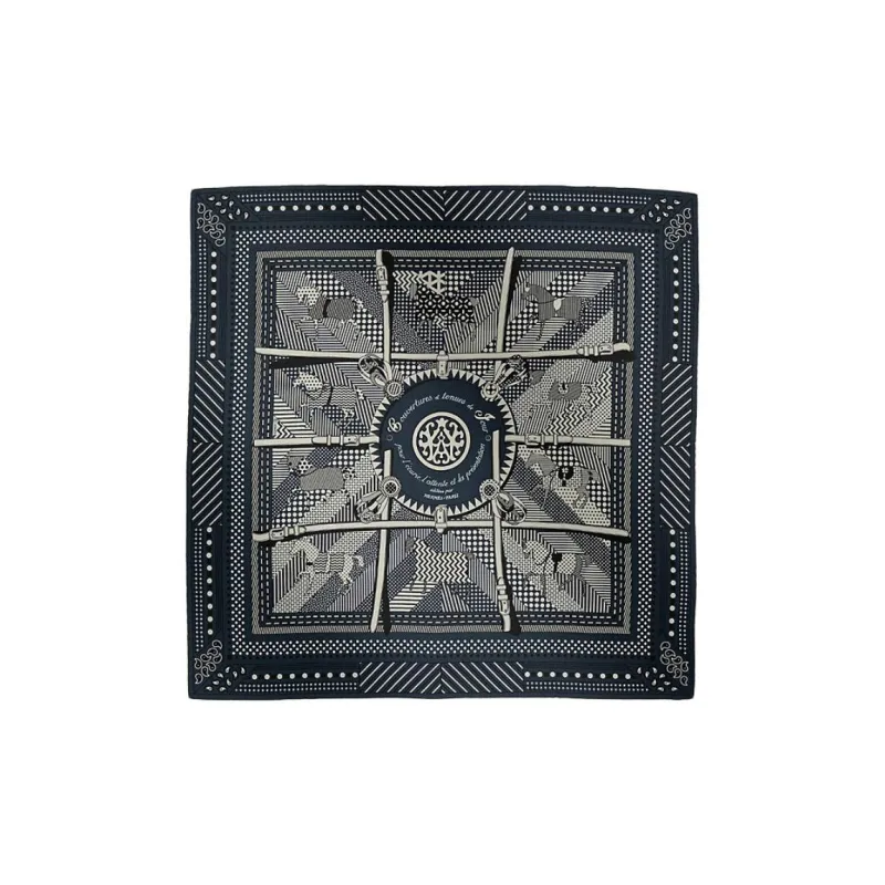 HERMES Cashmere, Mulberry Silk Knit Scarves Men's Marine Blue-0