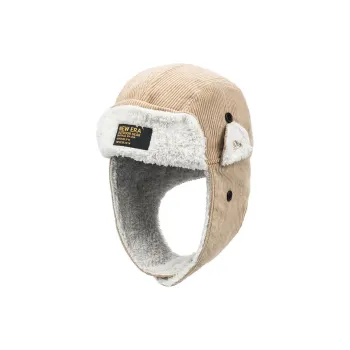New Era Corduroy, Cotton Mink Fur Trapper Hats Unisex Beige