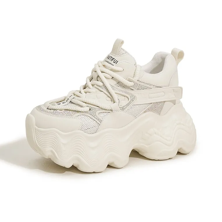 Milan Love Song Cushioned Wear Resistant Height Increasing Low Top Chunky Sneakers Women's-12