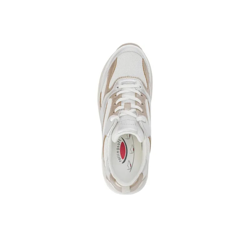 Gabor Rollingsoft Low Top Casual Shoes Women's White Silver-3