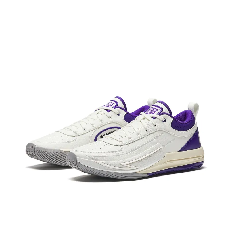 Anta Fengmang 1 Cushioning Anti Slip And Wear Resistant Low Top Nitrogen Technology Basketball Shoes Men's White Purple-2