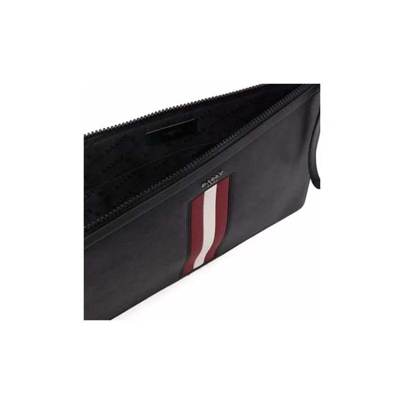 BALLY BOLLIS Cow Leather Clutch Large Size Men's Black-3